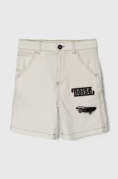 Sisley pantaloni scurti din denim pentru copii culoarea alb, talie reglabila imagine