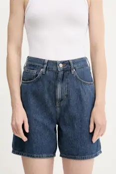 Sisley pantaloni scurti jeans uni, high waist, 4IHQL901M imagine