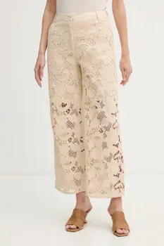 Sisley pantaloni straight pentru femei, din bumbac imagine