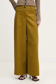 Sisley pantaloni wide leg pentru femei, din bumbac cu elastan imagine