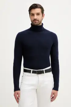 Sisley pulover culoarea bleumarin, cu guler, 18AYS200X imagine