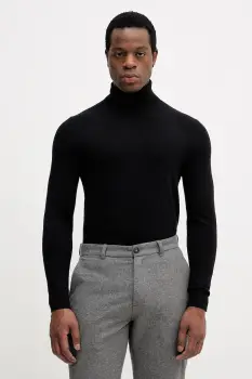 Sisley pulover culoarea bleumarin, light, cu guler, 10F2S2244 imagine