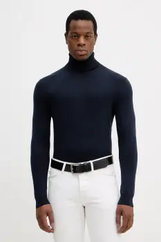 Sisley pulover culoarea bleumarin, light, cu guler, 10F2S2244 imagine