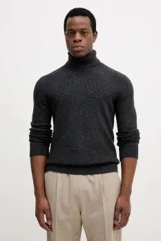 Sisley pulover culoarea gri, cu guler, 18AYS200X imagine