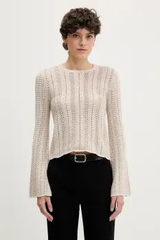 Sisley pulover de bumbac culoarea bej, light, 1494M106O imagine