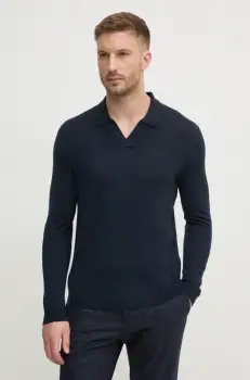 Sisley pulover de lana barbati, culoarea bleumarin, light, 11BAS300J imagine