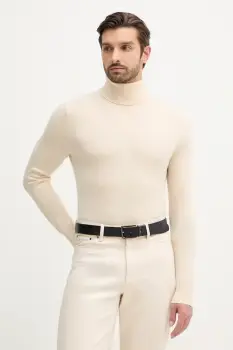 Sisley pulover din amestec de lana culoarea bej, light, cu guler, 102HS2177 imagine