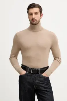 Sisley pulover din amestec de lana culoarea bej, light, cu guler, 102HS2177 imagine