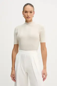 Sisley pulover din amestec de lana culoarea bej, light, cu turtleneck, 1WH2M2025 imagine