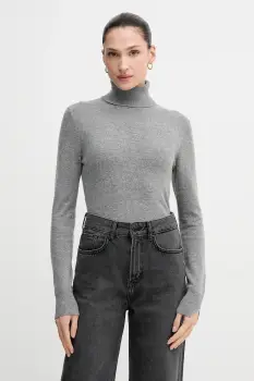 Sisley pulover din amestec de lana culoarea gri, light, cu guler, 102HM2174 imagine