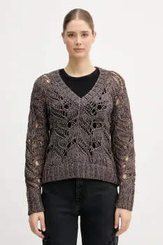 Sisley pulover din amestec de lana culoarea maro, 1H5BL401E imagine