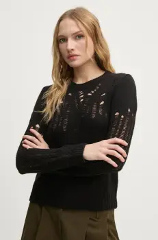 Sisley pulover din amestec de lana femei, culoarea negru, 15ZTM105H imagine