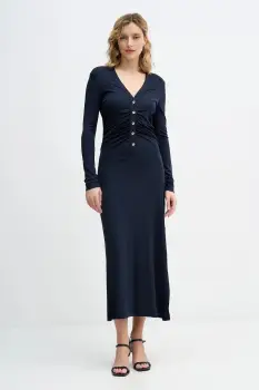 Sisley rochie culoarea bleumarin, maxi, mulata, 44HXLV07M imagine
