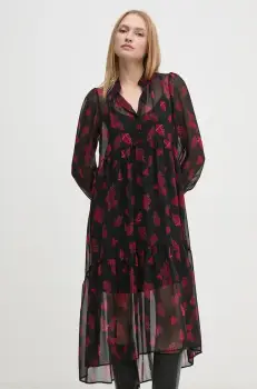 Sisley rochie culoarea negru, midi, evazati, 42UMLV06U imagine