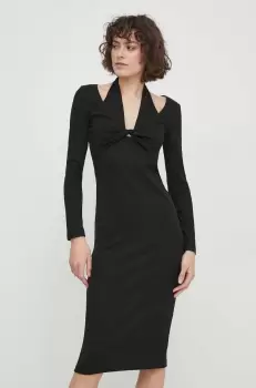 Sisley rochie culoarea negru, midi, mulata imagine