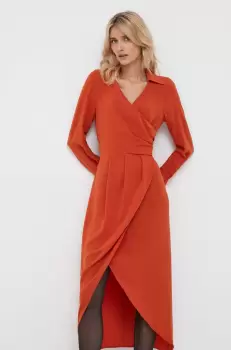 Sisley rochie culoarea portocaliu, midi, evazati imagine