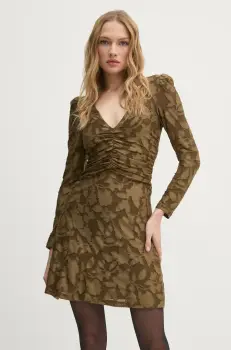 Sisley rochie culoarea verde, mini, mulata, 4TY3LV06N imagine