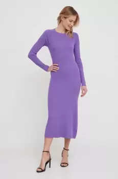 Sisley rochie culoarea violet, maxi, evazati imagine