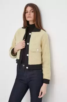 Sisley sacou din lana culoarea galben, un singur rand de nasturi, neted imagine