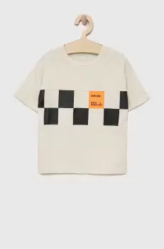 Sisley tricou copii culoarea bej, cu imprimeu imagine