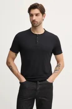 Sisley tricou din bumbac barbati, culoarea bej, neted, 3WF0S1009 imagine