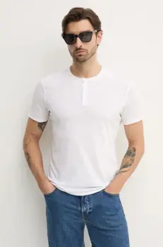 Sisley tricou din bumbac barbati, culoarea bej, neted, 3WF0S1009 imagine