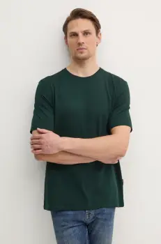 Sisley tricou din bumbac barbati, culoarea verde, neted, 3I1XS101J imagine