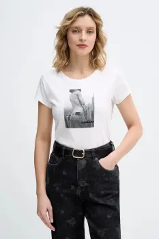 Sisley tricou din bumbac culoarea bej, 3I1XL107Z imagine