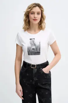 Sisley tricou din bumbac culoarea bej, 3I1XL107Z imagine