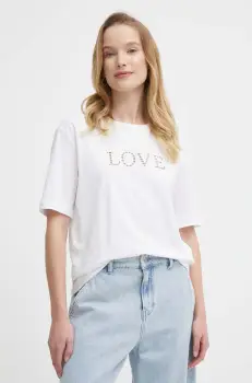 Sisley tricou din bumbac femei, culoarea alb imagine