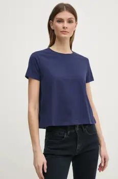 Sisley tricou din bumbac femei, culoarea albastru marin imagine