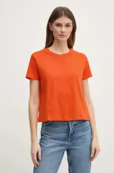 Sisley tricou din bumbac femei, culoarea portocaliu imagine