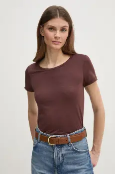 Sisley tricou femei, culoarea maro imagine