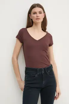 Sisley tricou femei, culoarea maro imagine