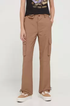 Sixth June pantaloni femei, culoarea maro, drept, high waist imagine