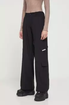 Sixth June pantaloni femei, culoarea negru, drept, high waist imagine
