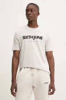 Sixth June tricou barbati, culoarea bej, cu imprimeu, 23613 imagine