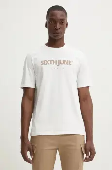 Sixth June tricou din bumbac barbati, culoarea alb, cu imprimeu, 25337 imagine