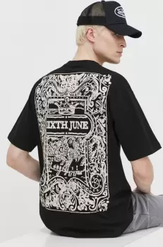 Sixth June tricou din bumbac barbati, culoarea negru, cu imprimeu imagine