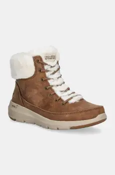 Skechers botine GLACIAL ULTRA WOND culoarea maro, cu toc plat, izolat, 144202 imagine