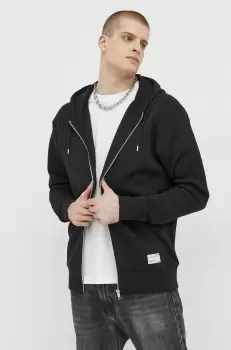 Solid bluza barbati, culoarea negru, cu gluga, neted imagine