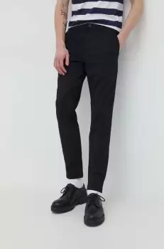 Solid pantaloni barbati, culoarea negru, drept imagine
