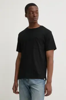 Solid tricou din bumbac culoarea negru, neted imagine