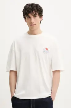 Solid tricou din bumbac OSRICK barbati, culoarea alb, cu imprimeu, 21108553.114201 imagine