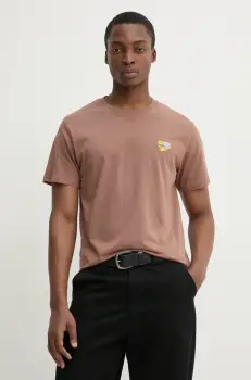 Solid tricou din bumbac OWENS barbati, culoarea maro, cu imprimeu, 21108510.181314 imagine