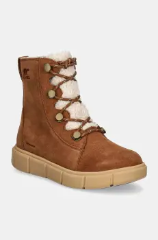 Sorel botine SOREL EXPLORER III JOAN femei, culoarea maro, cu toc plat, izolat, 2077981242 imagine