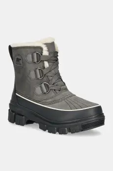 Sorel cizme de piele TORINO V WP OUTDRY femei, culoarea gri, cu platforma, izolare usoara, 2106701052 imagine