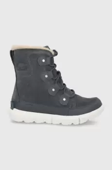 Sorel Cizme de zapada din piele intoarsa Explorer II Joan Faux Fur culoarea gri imagine