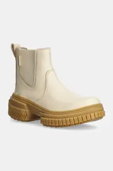 Sorel ghete chelsea de piele ONA AVE CHELSEA BOOT WP femei, culoarea bej, cu toc plat, 2102161292 imagine