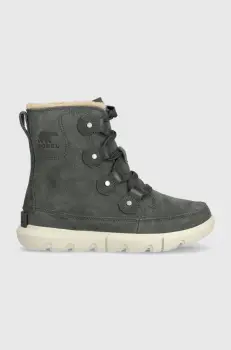 Sorel pantofi de piele intoarsa EXPLORER NEXT JOAN WP femei, culoarea gri, cu toc plat, izolare usoara, 2058871028 imagine